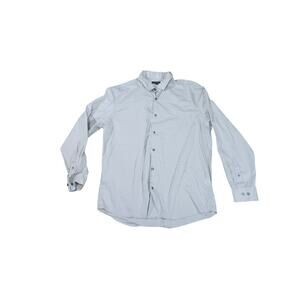 Alfani Dress Shirt Mens Long Sleeve Button Up White/Grey Striped Top XL Collared